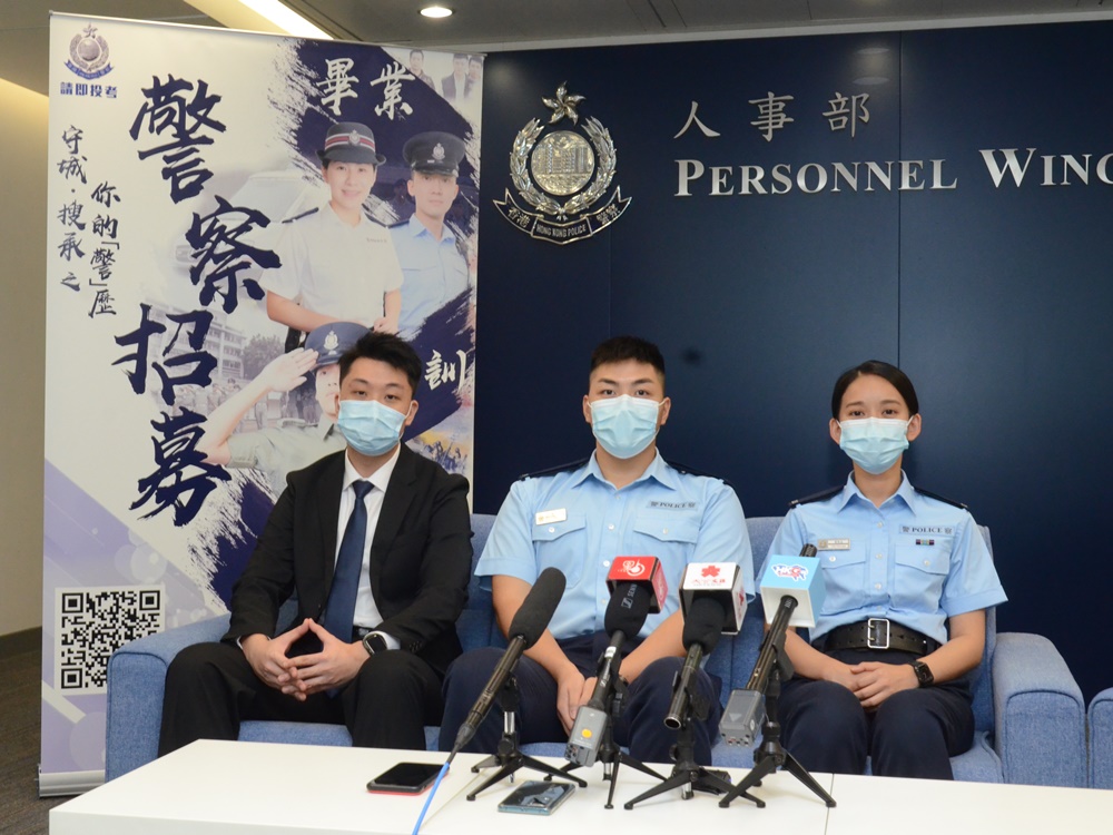 投考者阿熙、現職警員阿肥、人事部招募組警員Mona。李子平攝