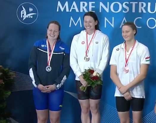女子200米自由泳三甲選手。直播截圖 女子200米自由泳三甲選手。直播截圖