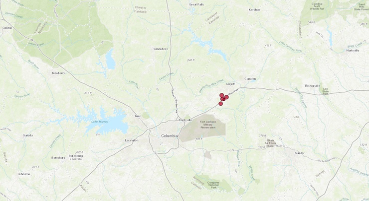 美國南卡羅萊納州一周內發生10次輕微地震。SCDNR Geological Survey網站圖片