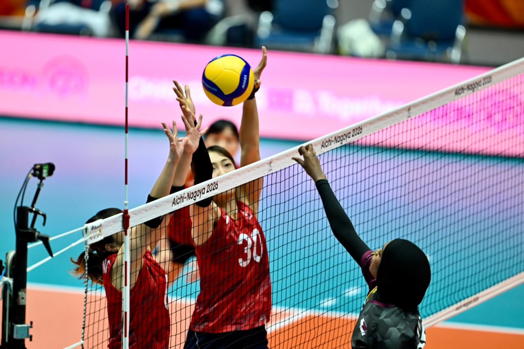亞運會分組賽香港女排3:0戰勝卡塔爾。劉駿軒攝 亞運會分組賽香港女排3:0戰勝卡塔爾。劉駿軒攝