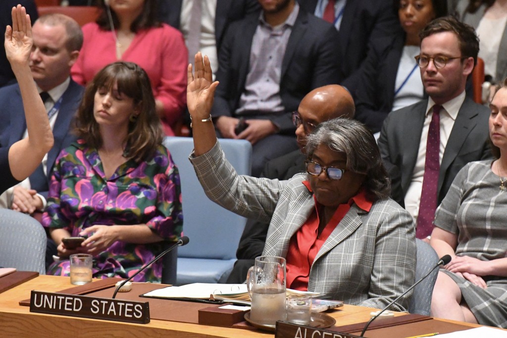 國駐聯合國大使格林菲爾德投票支持決議，指以色列已同意停火協議。路透社