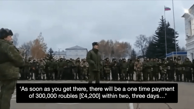 有俄軍人指未兌現承諾在他們入伍後兩、三天內，給他們30萬盧布。