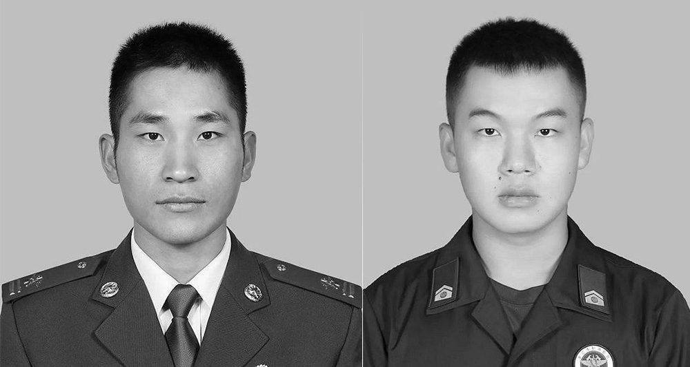 消防員毛景榮（左）及劉澤軍在救災中犧牲。（網上圖片）