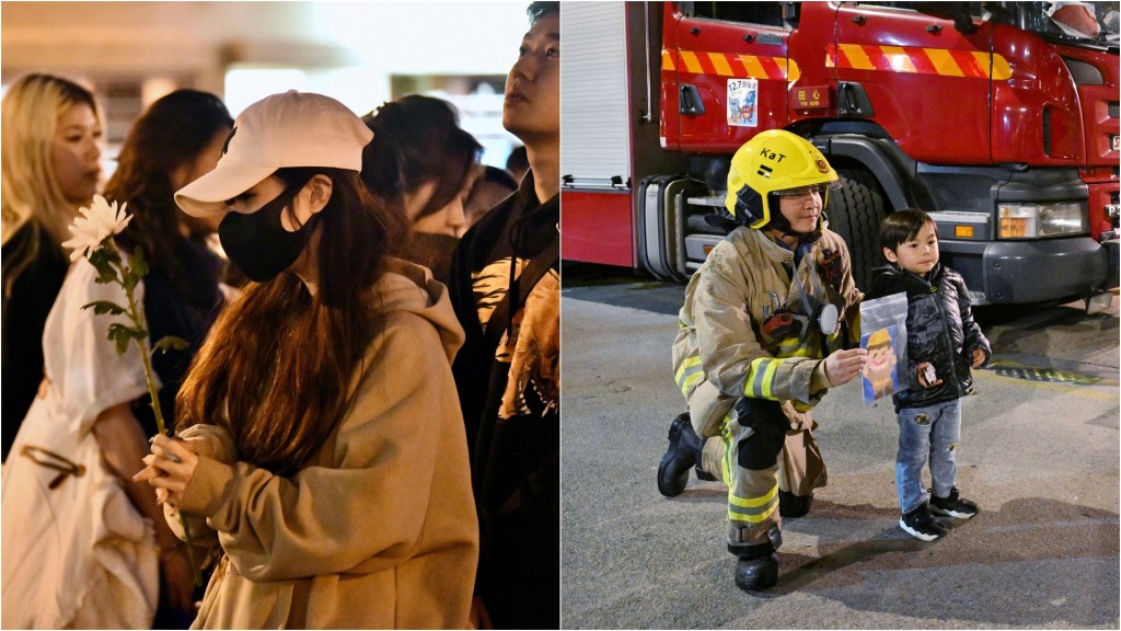 大埔宏福苑五級火｜市民自發獻花悼念 小朋友親繪謝卡贈消防