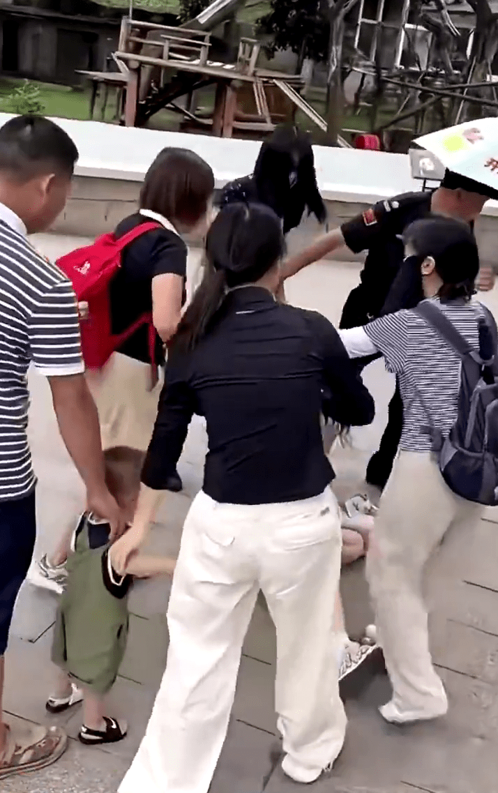 因被制止對熟睡大熊貓嚎叫,「野蠻家族」圍毆出言女子,保安到處未能控制場面。 因被制止對熟睡大熊貓嚎叫,「野蠻家族」圍毆出言女子,保安到處未能控制場面。