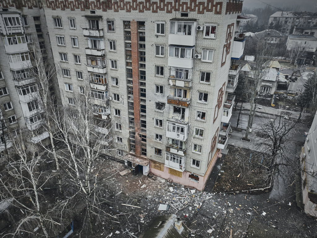 烏克蘭東部城市遭俄軍襲擊。美聯社