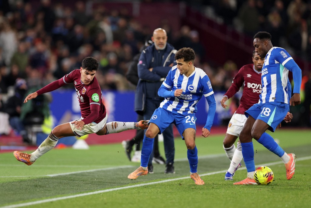 韋斯咸2：2白禮頓。路透社