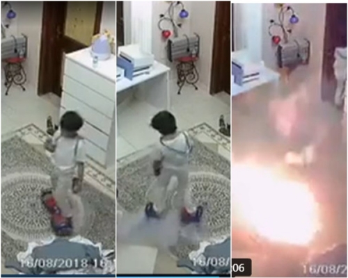 電動平衡車在玩耍中途突爆炸起火。網圖