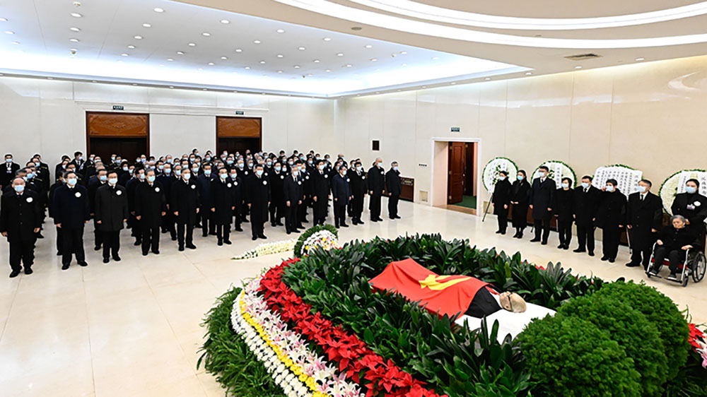 前國家主席江澤民追悼大會今日上午10時在人民大會堂舉行。新華社圖