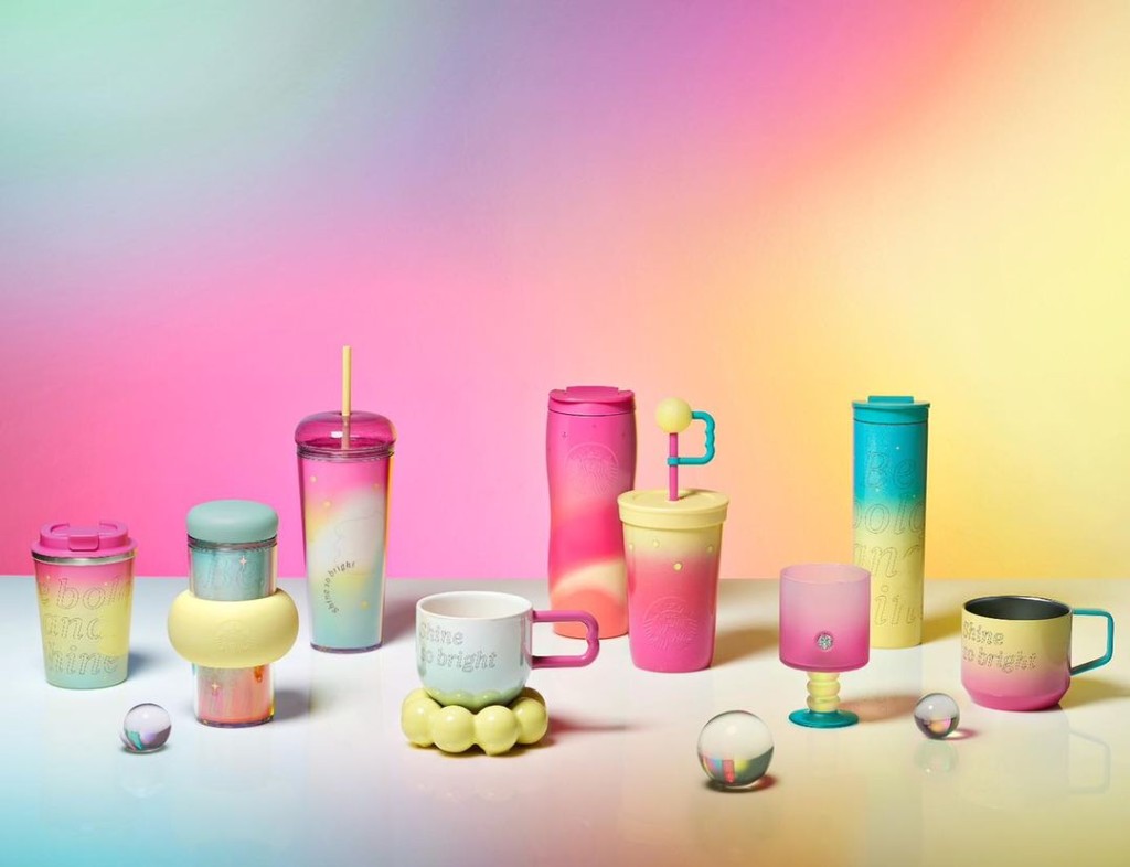 星巴克推出全新 Shining Pastel 系列柔粉彩色杯具。（图片来源：Facebook@Starbucks Hong Kong）