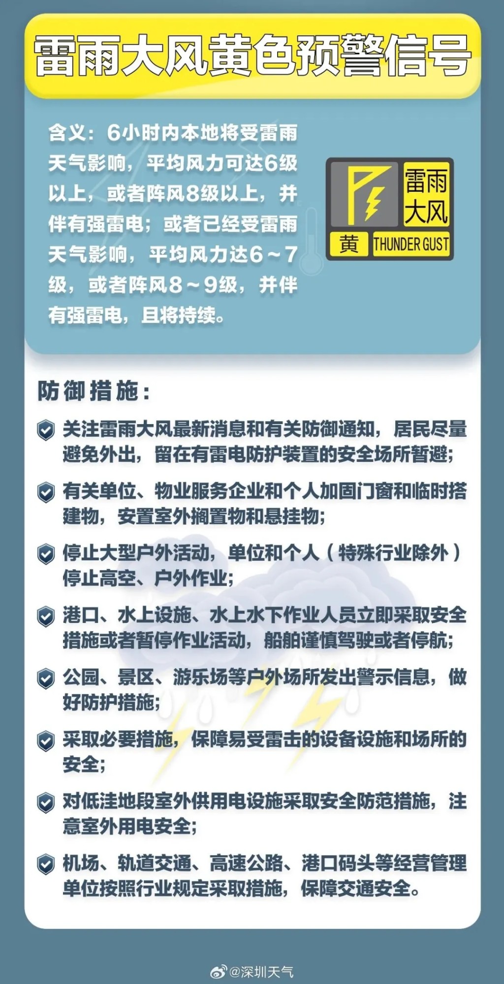 南山區和寶安區下午1時發布暴雨黃色預警信號，全市進入暴雨戒備狀態。