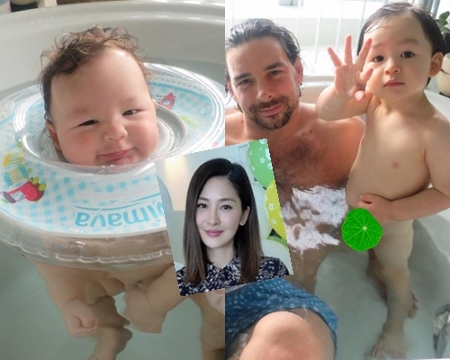 3父子喺大浴缸嬉水，玩得好開心，不過周汶錡幫大仔重要保位遮得太少，要再加工啦。