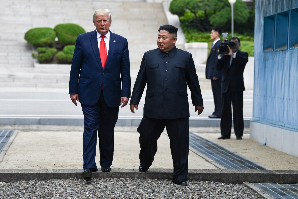 特朗普曾与金正恩会面3次。法新社 特朗普曾与金正恩会面3次。法新社