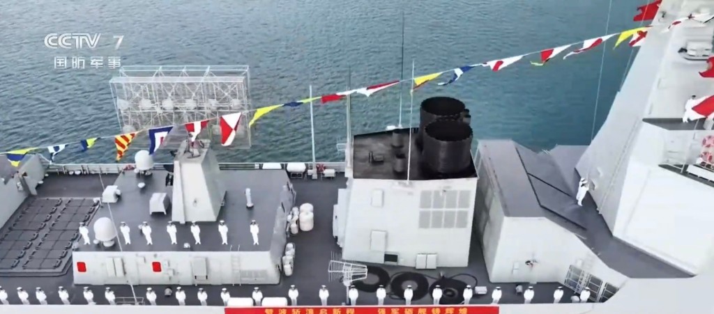 中國海軍052D型驅逐艦家族最新成員「舷號177」銅川艦正式入列。央視截圖
