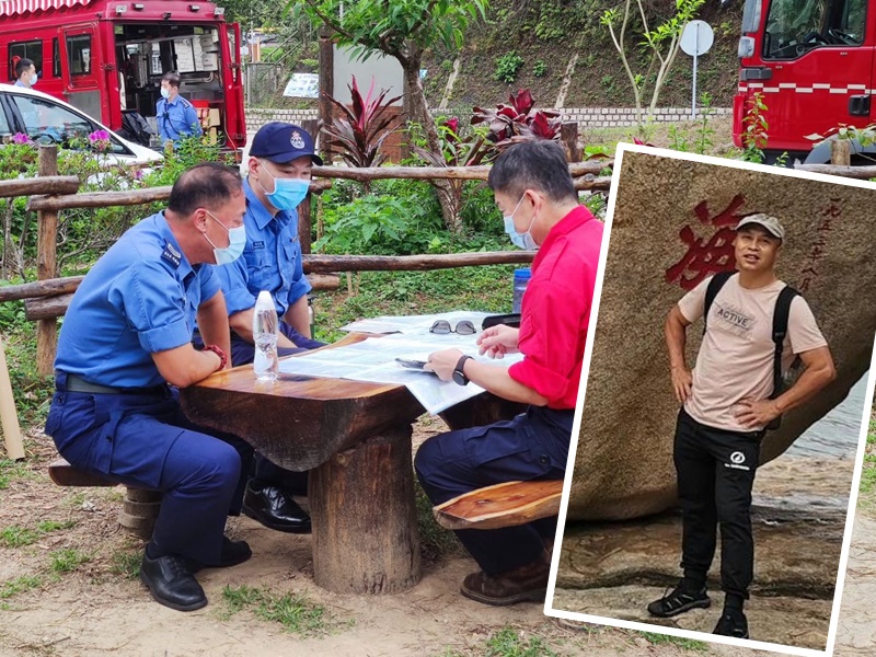 近百人再兵分多路搜索林永忠(小圖)。梁國峰攝