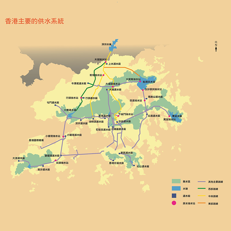香港主要供水系统。水务署