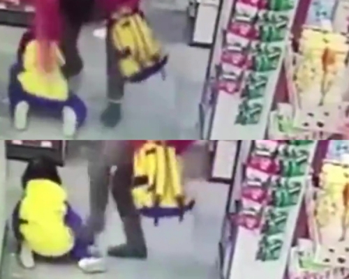 婦人在超市連環出招拳打腳踢暴打孫女。（網圖）
