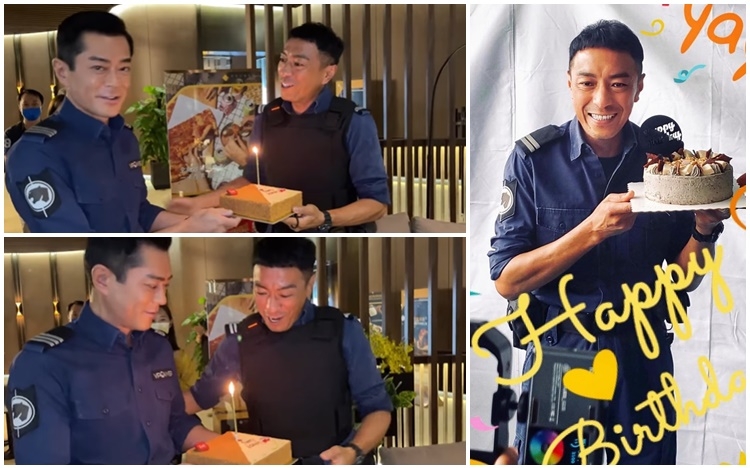 姜皓文開工過生日,老闆古天樂親自送上蛋糕賀壽。