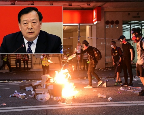 港澳辦主任夏寶龍（小圖）形容去年的示威成何體統。資料圖片