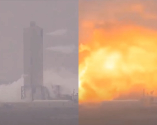 SpaceX火箭「星艦」原型測試期間爆炸。 影片截圖