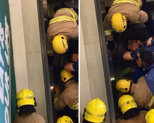 消防到場救出男童。讀者提供
