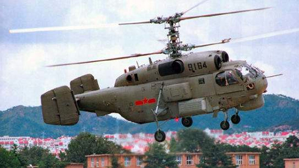 解放軍卡-28反潛直升機。網圖
