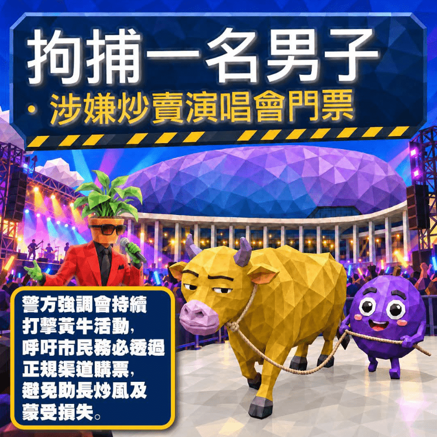 警方表示會持續打擊黃牛票。香港警察FB