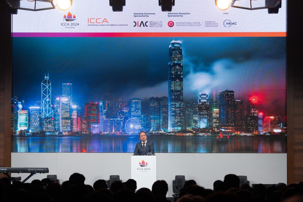 2024 ICCA 大会晚上正式开幕，林定国在会上致辞。