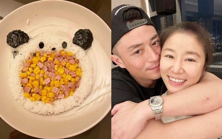 4歲的小海豚親自為媽媽炮製粟米火腿飯,熊貓造型相當可愛。