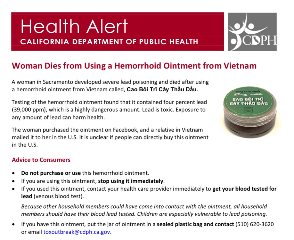 加州公共卫生部（CDPH）公布个案并呼吁接触过的人验血。