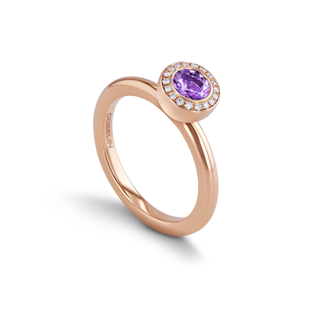 玫瑰金紫水晶指环。（Gubelin）