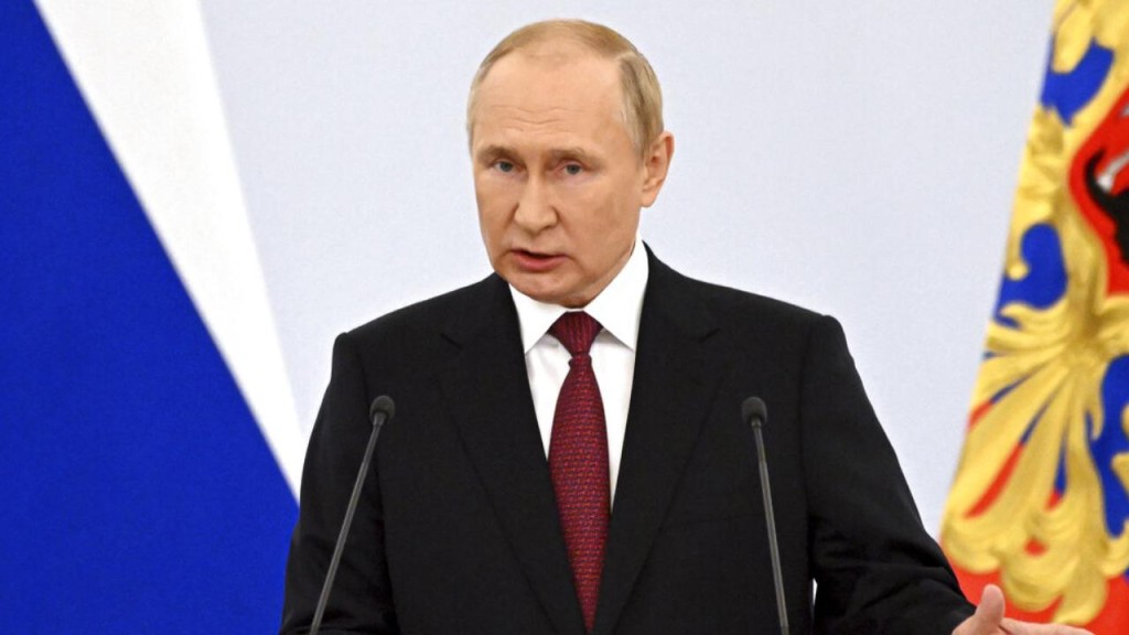 普京正式宣布烏東4地區入俄。AP