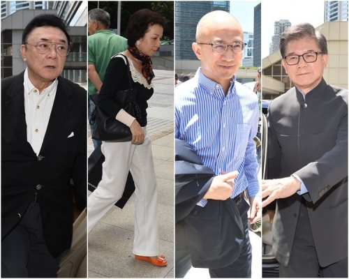 羅旭瑞(左)、羅慧琦(左2)、羅啓瑞(右2)及羅康瑞(右)分別到庭。