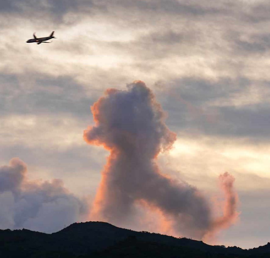 “火热狗狗云”如对着飞机叫吠。截图（图片授权蓝雨洋）