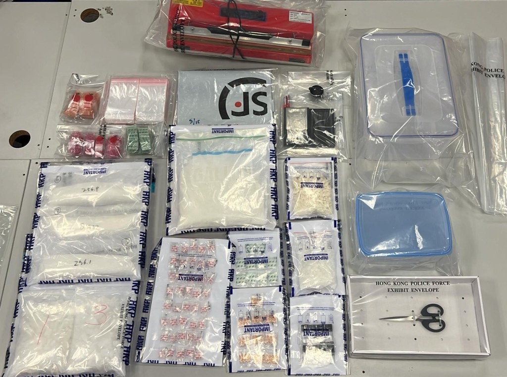 檢獲的毒品總市值約150萬元。警方提供 檢獲的毒品總市值約150萬元。警方提供