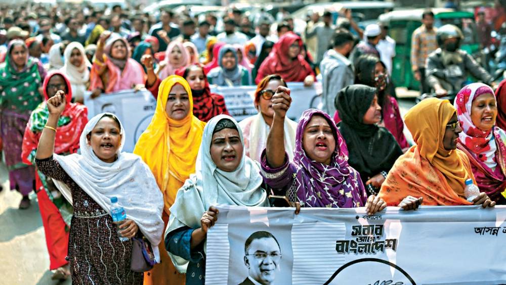 孟加拉婦女不滿伊斯蘭大會黨削弱女權的政綱。 路透社