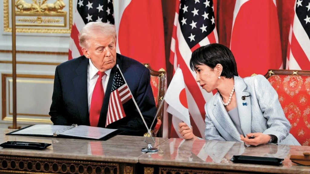 美國總統特朗普10月在東京與日本首相高市早苗會晤。