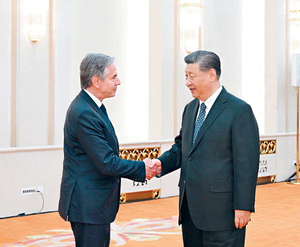 習近平在北京會見美國國務卿布林肯。