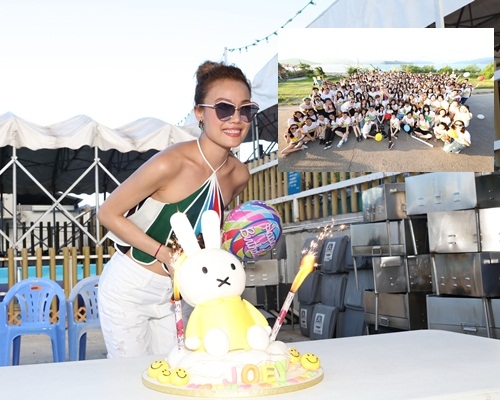 祖兒與300粉絲烈日下慶生,個Miffy公仔生日蛋率先頂唔住溶了。