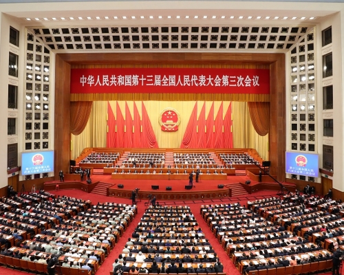 全國人大通過港區國安法決定草案。新華社圖片
