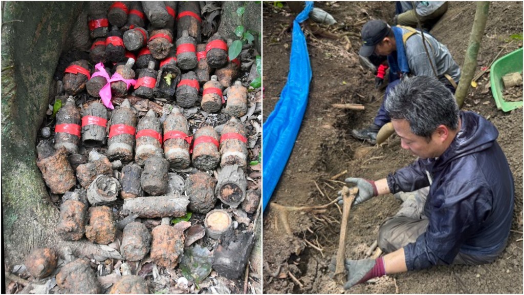 日本沖繩山林挖出40至50具人骨和彈藥，相信遺骨都是二戰士兵。 空援隊
