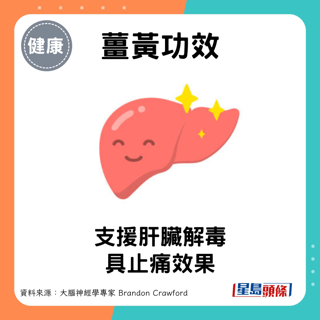 姜黄：支援肝脏解毒，具止痛效果。