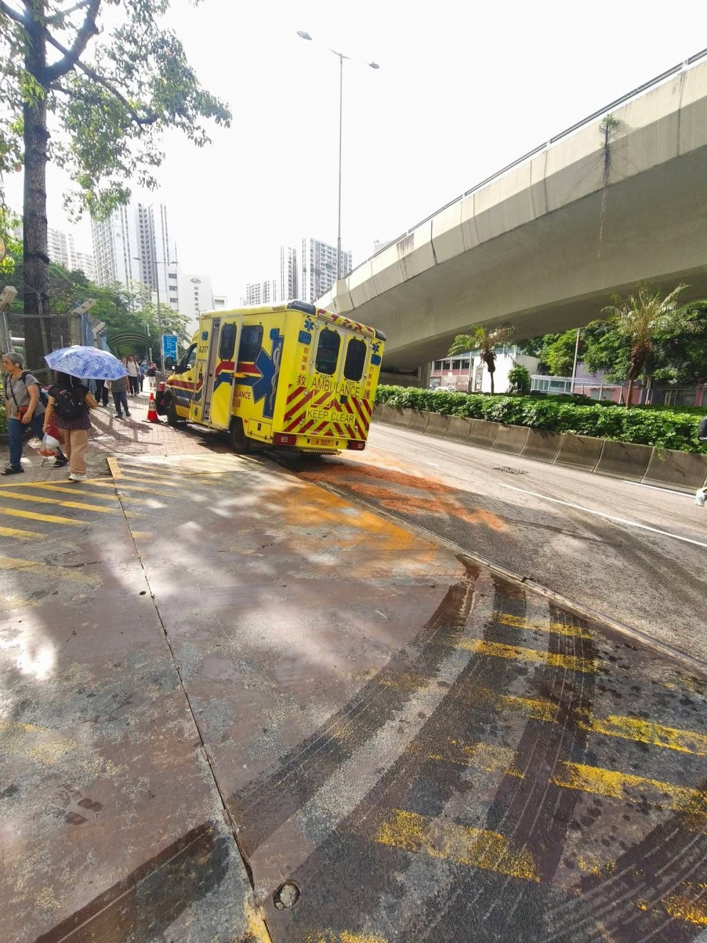 救護車剷上行人路。網上圖片 救護車剷上行人路。網上圖片