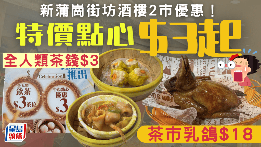 新蒲崗街坊酒樓點心$3起！午、茶市多重優惠 全人類$3茶位+$18乳鴿
