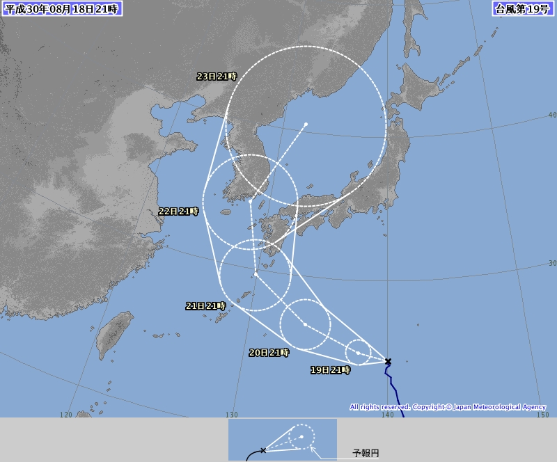 颱風蘇力預料下周二、三最接近日本。日本氣象廳圖片