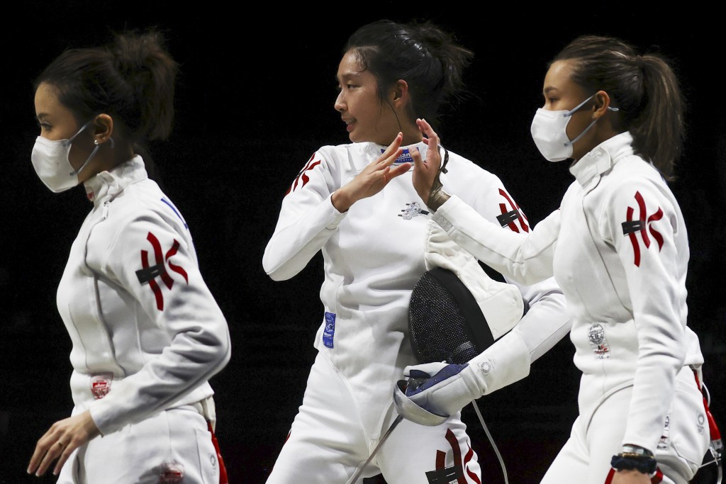 朱嘉望(左)、江旻憓及連翊希。 Reuters