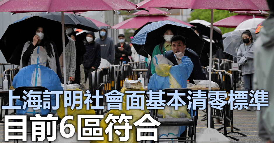 上海訂明社會面基本清零標準。AP圖片