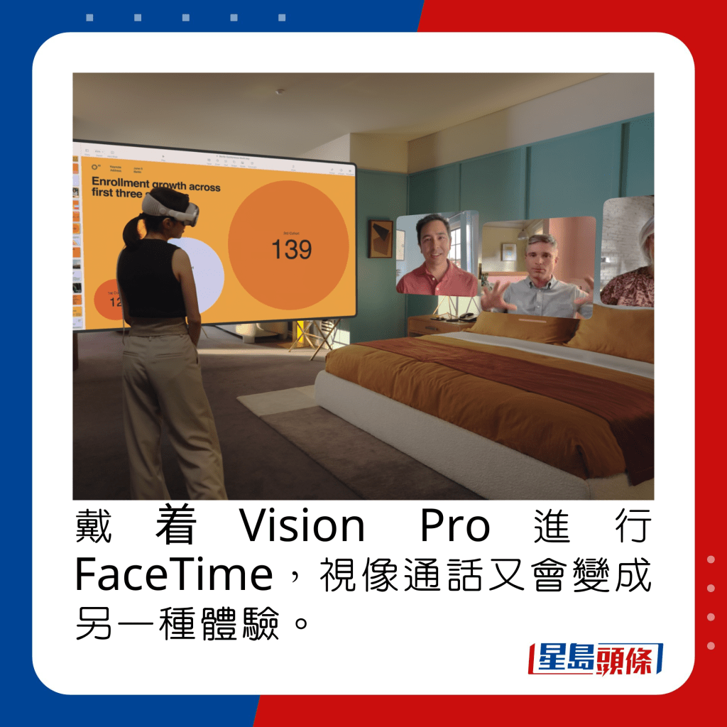 戴着Vision Pro進行FaceTime，視像通話又會變成另一種體驗。
