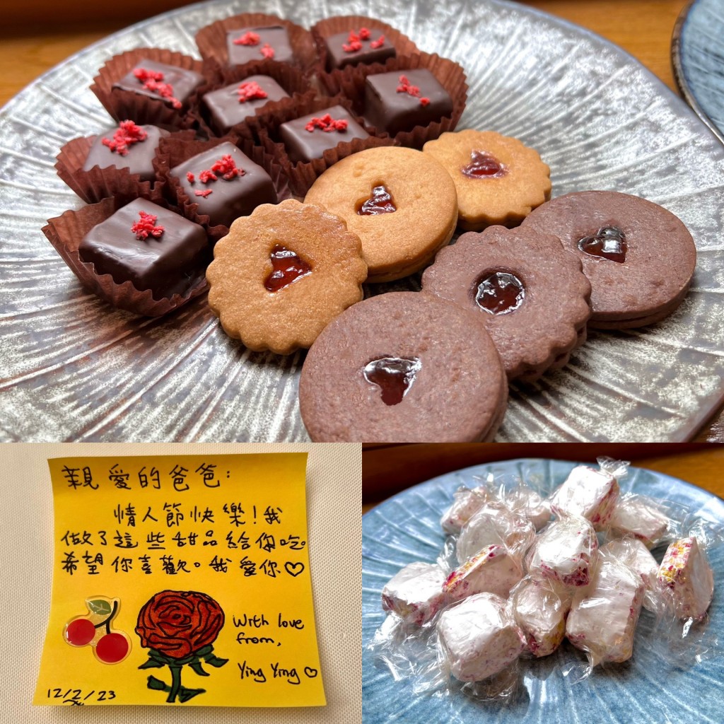 今年情人节，刘秀盈在社交网贴出甜品相，亲手炮制甜品给爸爸大刘。