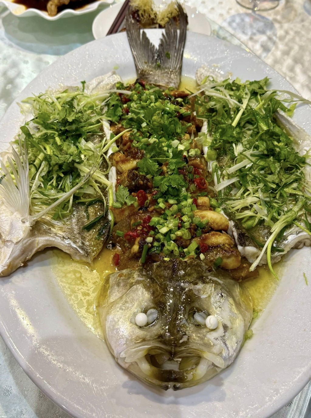 豉汁蒸和順魚拌柚皮。羅淑佩FB 豉汁蒸和順魚拌柚皮。羅淑佩FB